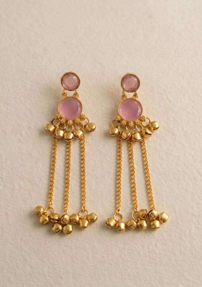 Gold-Plated Circular Drop Earrings for Women | Fusion Party & Festive Wear | Gift for Her - Indya