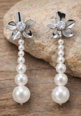 Silver-Plated Diamond Shaped Drop Earrings with CZ Stone for Women | Stylish Party & Everyday Wear | Gift for Her