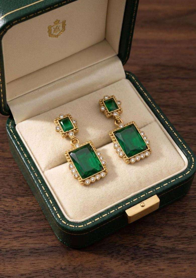 Gold-Plated Geometric Drop Earrings for Women | Fusion Party & Festive Wear | Gift for Her - Indya