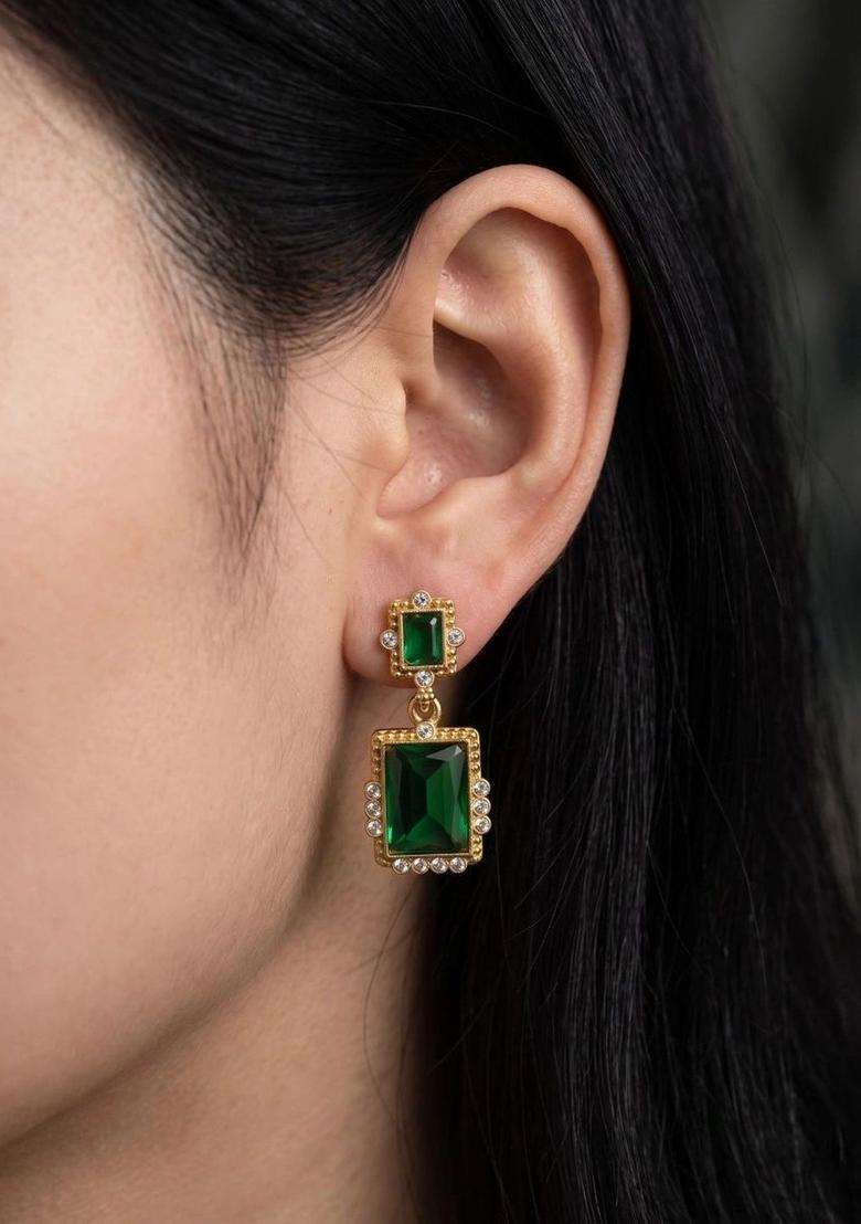 Gold-Plated Geometric Drop Earrings for Women | Stylish Party & Everyday Wear | Gift for Her - Indya