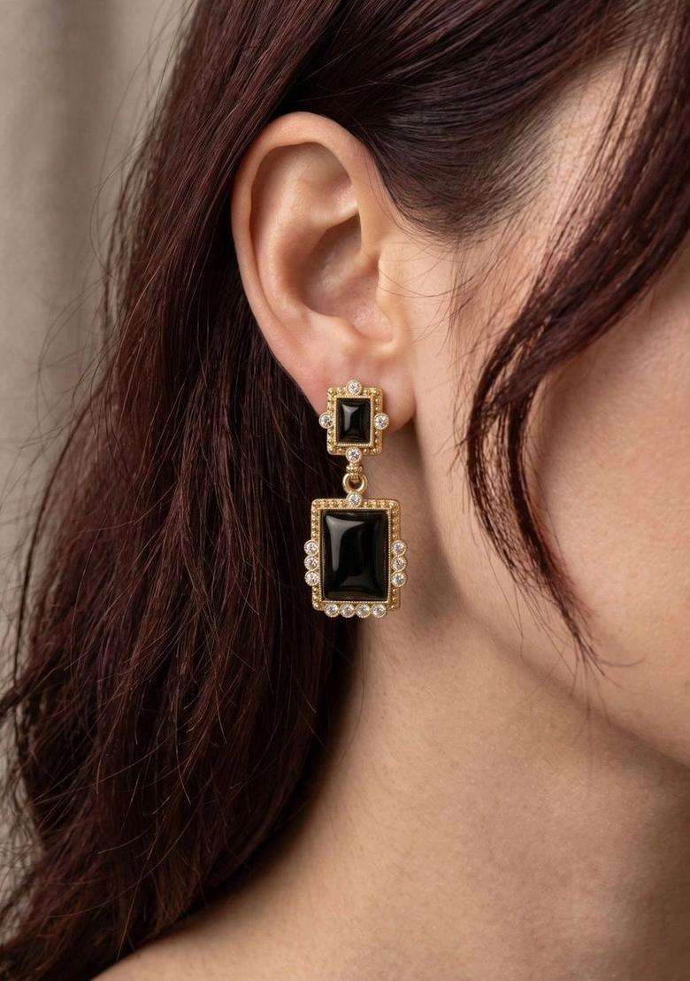 Gold-Plated Geometric Drop Earrings for Women | Stylish Party & Everyday Wear | Gift for Her - Indya