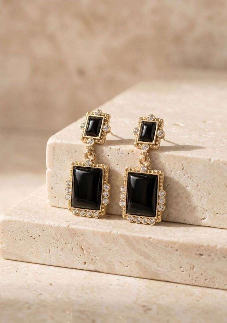 Gold-Plated Geometric Drop Earrings for Women | Stylish Party & Everyday Wear | Gift for Her - Indya