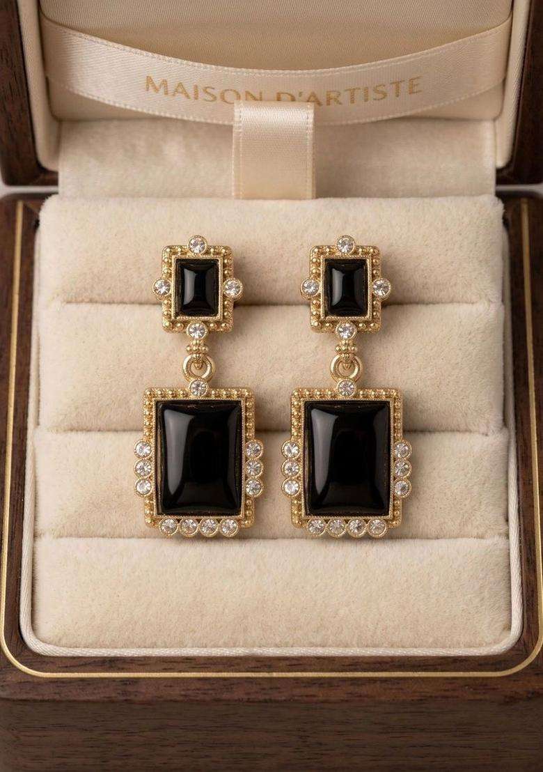 Gold-Plated Geometric Drop Earrings for Women | Stylish Party & Everyday Wear | Gift for Her - Indya