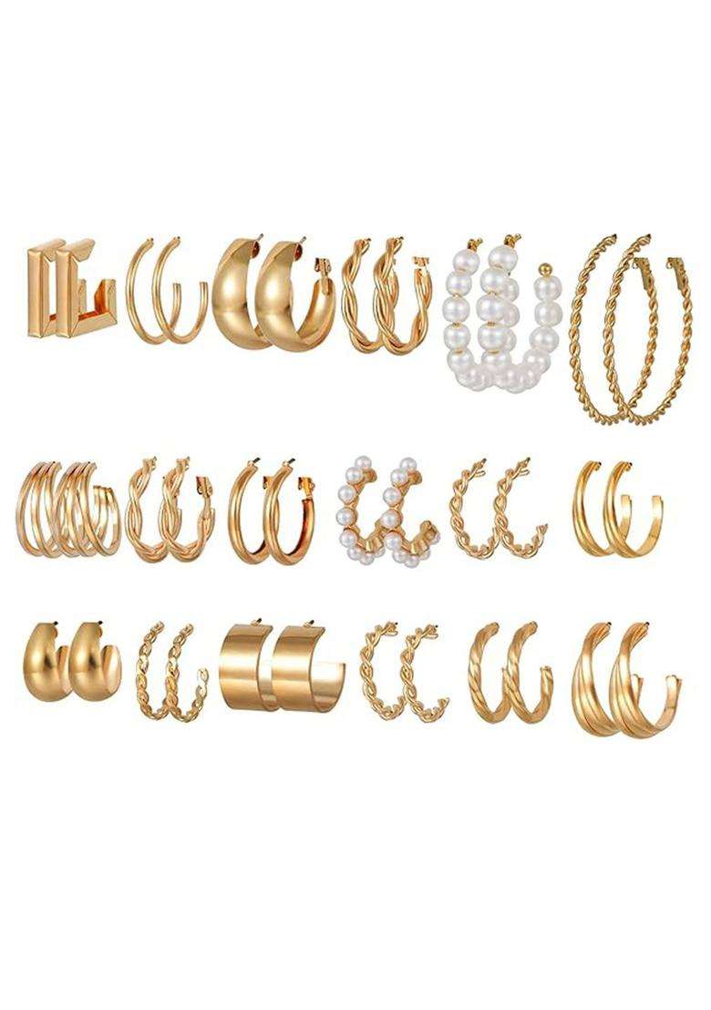 Gold-Plated Circular Hoop Earrings with Pearl for Women | Stylish Party & Everyday Wear | Gift for Her - Indya