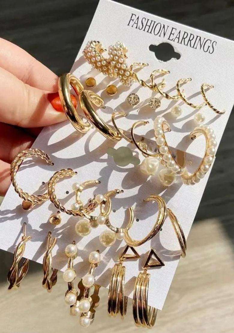 Gold-Plated Circular Hoop Earrings with Pearl for Women | Stylish Party & Everyday Wear | Gift for Her - Indya