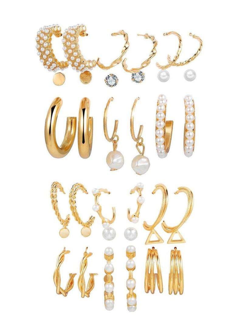 Gold-Plated Circular Hoop Earrings with Pearl for Women | Stylish Party & Everyday Wear | Gift for Her - Indya