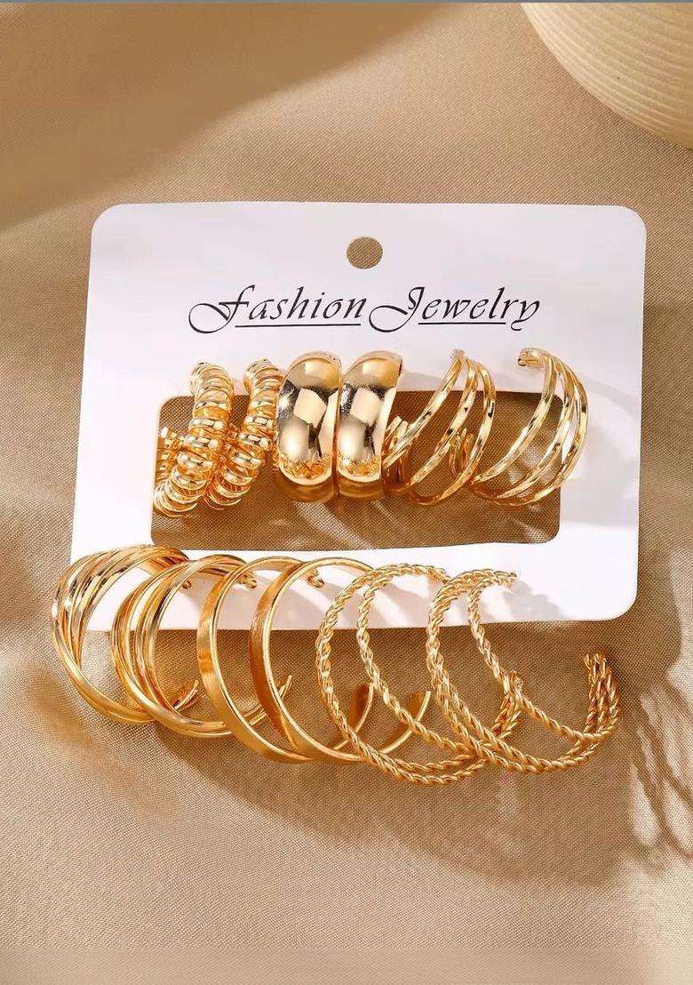 Gold-Plated Circular Hoop Earrings for Women | Stylish Party & Everyday Wear | Gift for Her - Indya