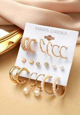 Gold-Plated Circular Hoop Earrings with Pearl for Women | Stylish Party & Everyday Wear | Gift for Her