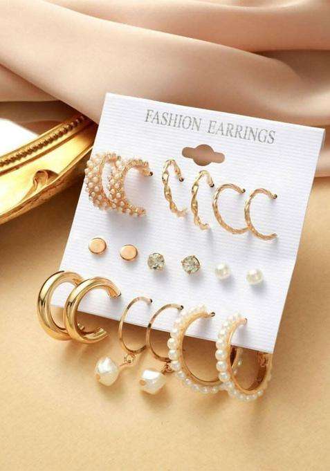 Gold-Plated Circular Hoop Earrings with Pearl for Women | Stylish Party & Everyday Wear | Gift for Her