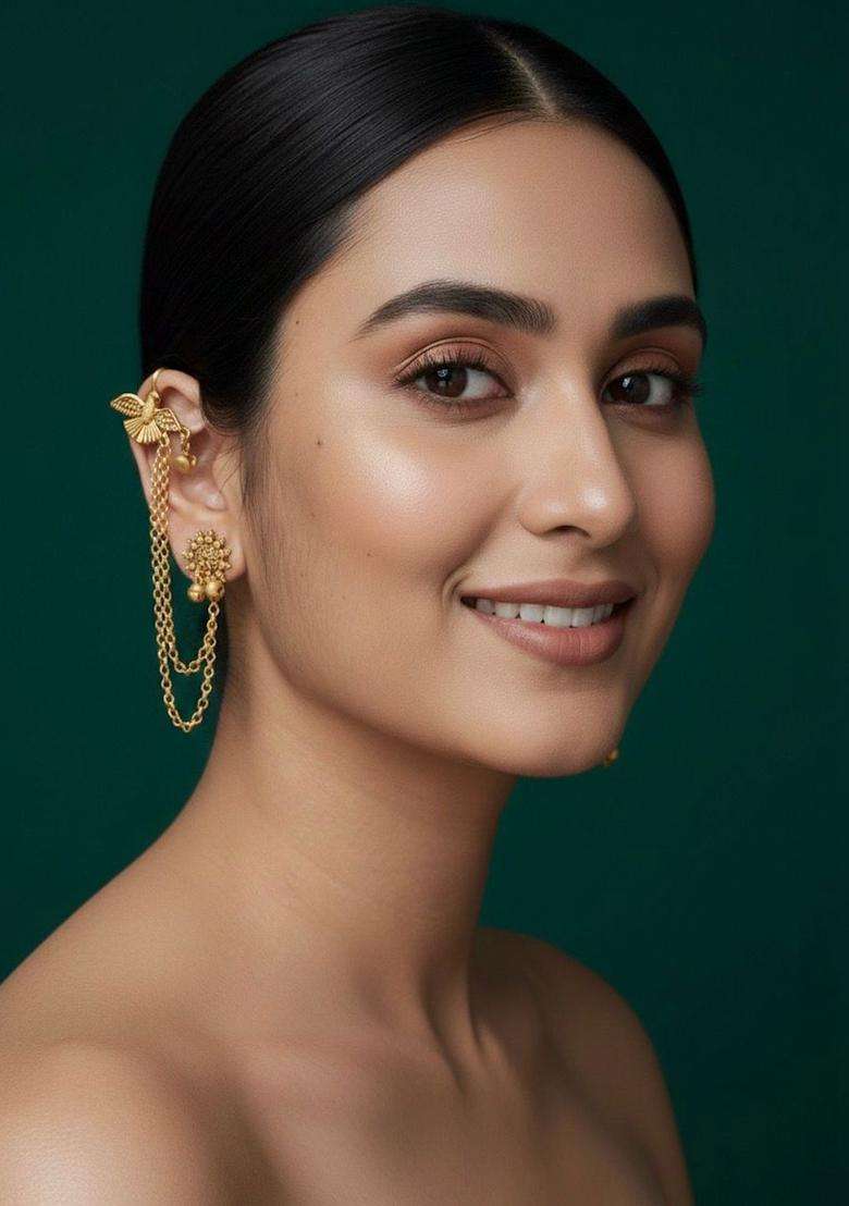 Gold-Plated Animal Shaped Ear Cuff Earrings for Women | Traditional Ethnic Jewellery for Wedding & Festive Wear | Gift for Her - Indya