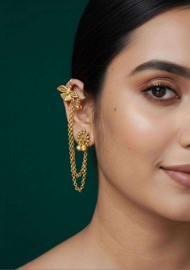Gold-Plated Animal Shaped Ear Cuff Earrings for Women | Traditional Ethnic Jewellery for Wedding & Festive Wear | Gift for Her - Indya