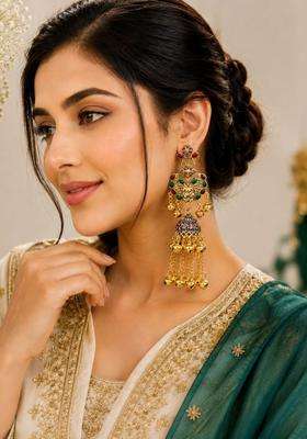 Gold-Plated Geometric Jhumkas Earrings for Women | Traditional Ethnic Jewellery for Wedding & Festive Wear | Gift for Her
