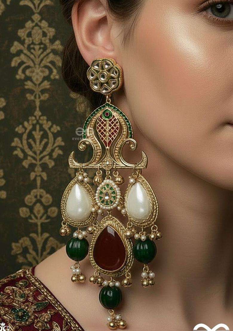 Gold-Plated Teardrop Shaped Chandbalis Earrings for Women | Traditional Ethnic Jewellery for Wedding & Festive Wear | Gift for Her - Indya