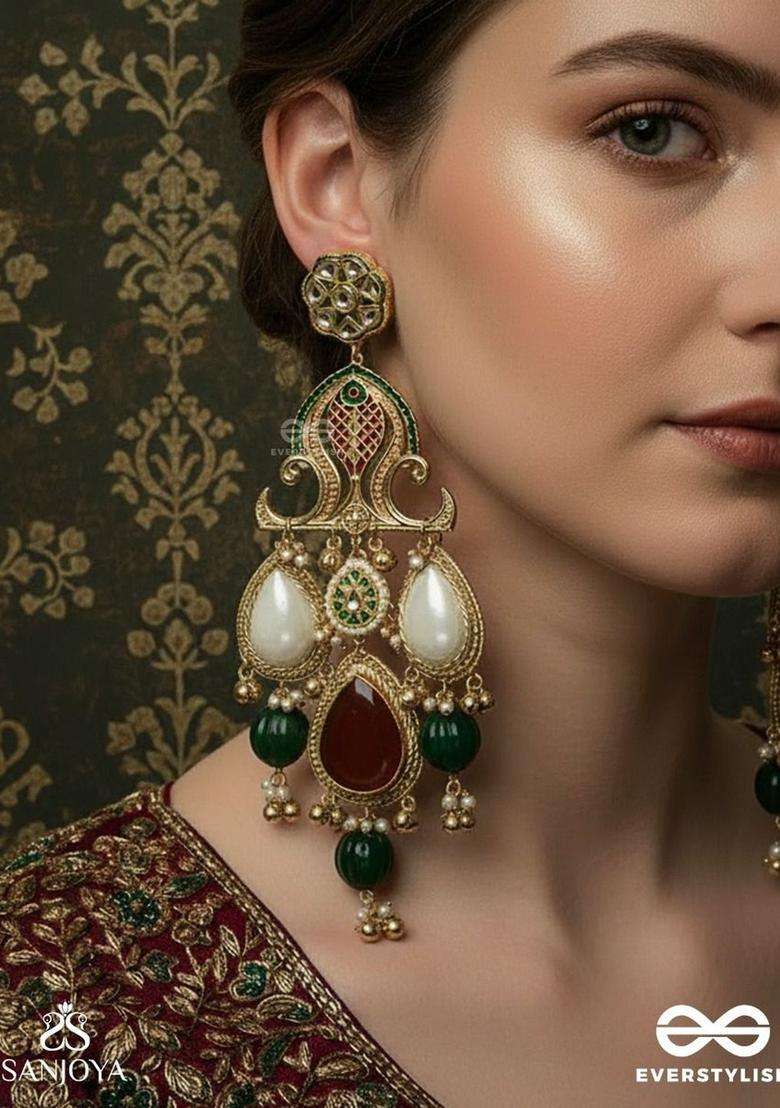 Gold-Plated Teardrop Shaped Chandbalis Earrings for Women | Traditional Ethnic Jewellery for Wedding & Festive Wear | Gift for Her - Indya