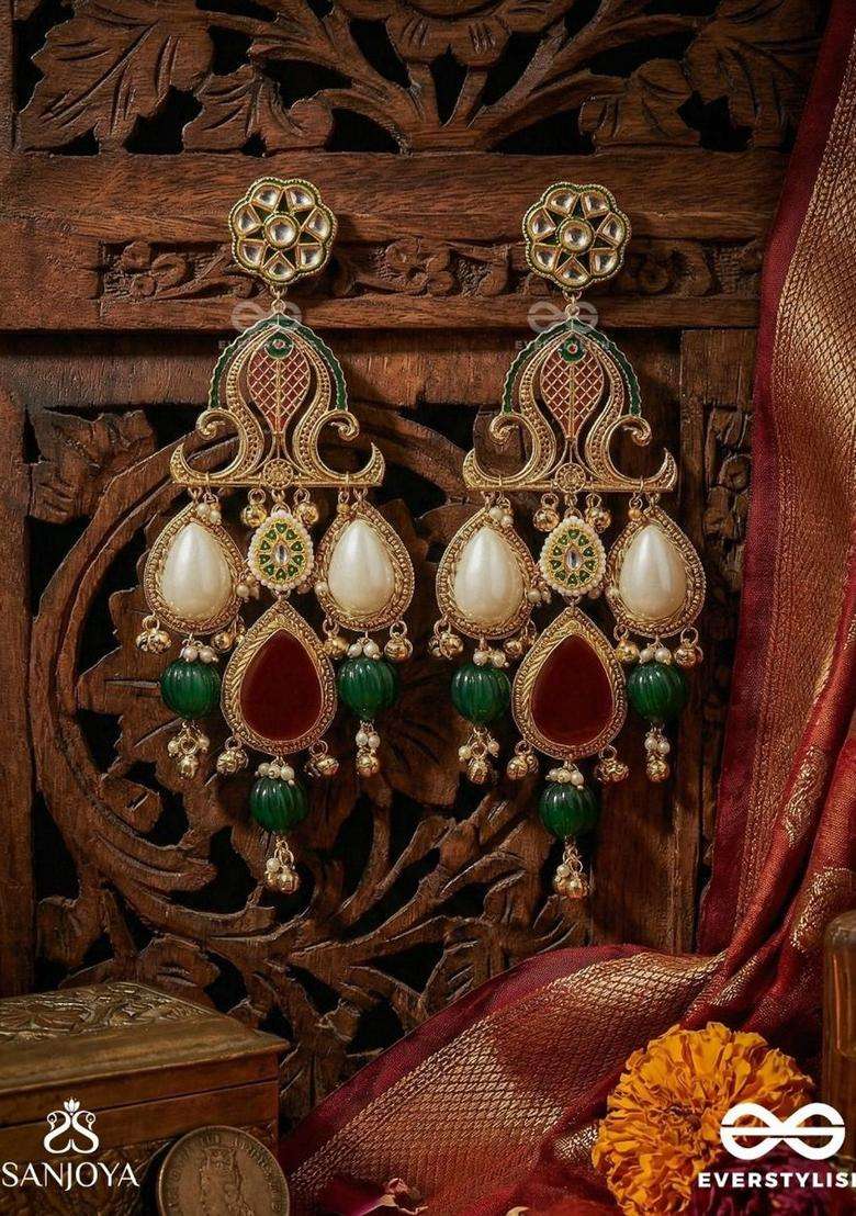 Gold-Plated Teardrop Shaped Chandbalis Earrings for Women | Traditional Ethnic Jewellery for Wedding & Festive Wear | Gift for Her - Indya