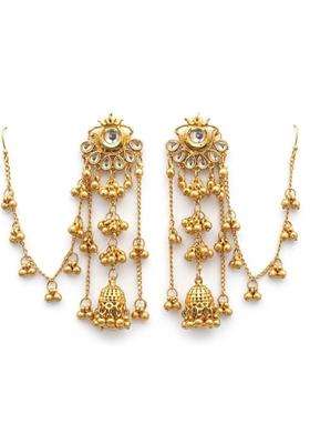 Gold-Plated Teardrop Shaped Chandbalis Earrings for Women | Traditional Ethnic Jewellery for Wedding & Festive Wear | Gift for Her