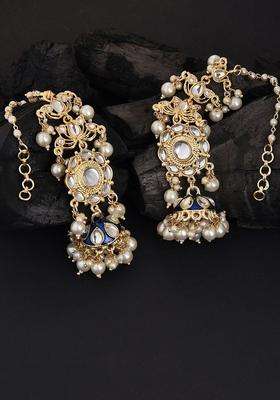 Gold-Plated Pink Geometric Jhumkas Earrings for Women | Traditional Ethnic Jewellery for Wedding & Festive Wear | Gift for Her