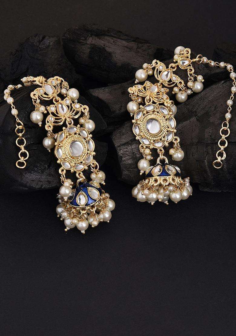 Gold-Plated Pink Geometric Jhumkas Earrings for Women | Traditional Ethnic Jewellery for Wedding & Festive Wear | Gift for Her - Indya