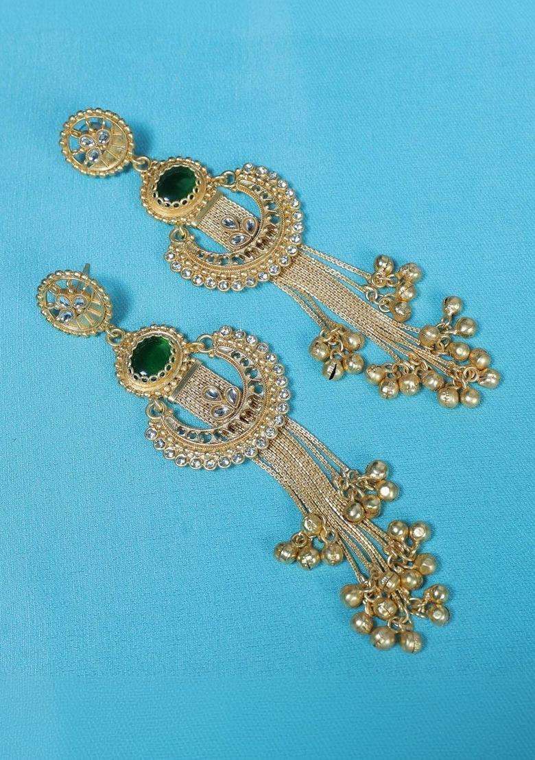 Gold-Plated Geometric Drop Earrings for Women | Traditional Ethnic Jewellery for Wedding & Festive Wear | Gift for Her - Indya