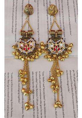 Gold-Plated Contemporary Drop Earrings with Kundan for Women | Traditional Ethnic Jewellery for Wedding & Festive Wear | Gift for Her