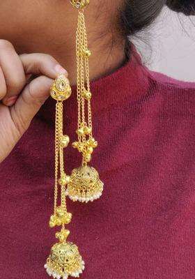 Gold-Plated Contemporary Drop Earrings with Kundan for Women | Traditional Ethnic Jewellery for Wedding & Festive Wear | Gift for Her