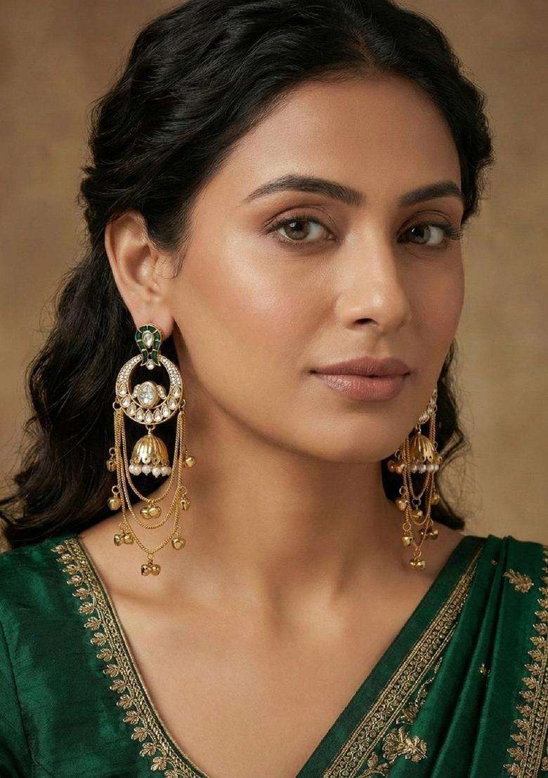 Gold-Plated Pearl Beaded Drop Earrings for Women | Traditional Ethnic Jewellery for Wedding & Festive Wear | Gift for Her - Indya