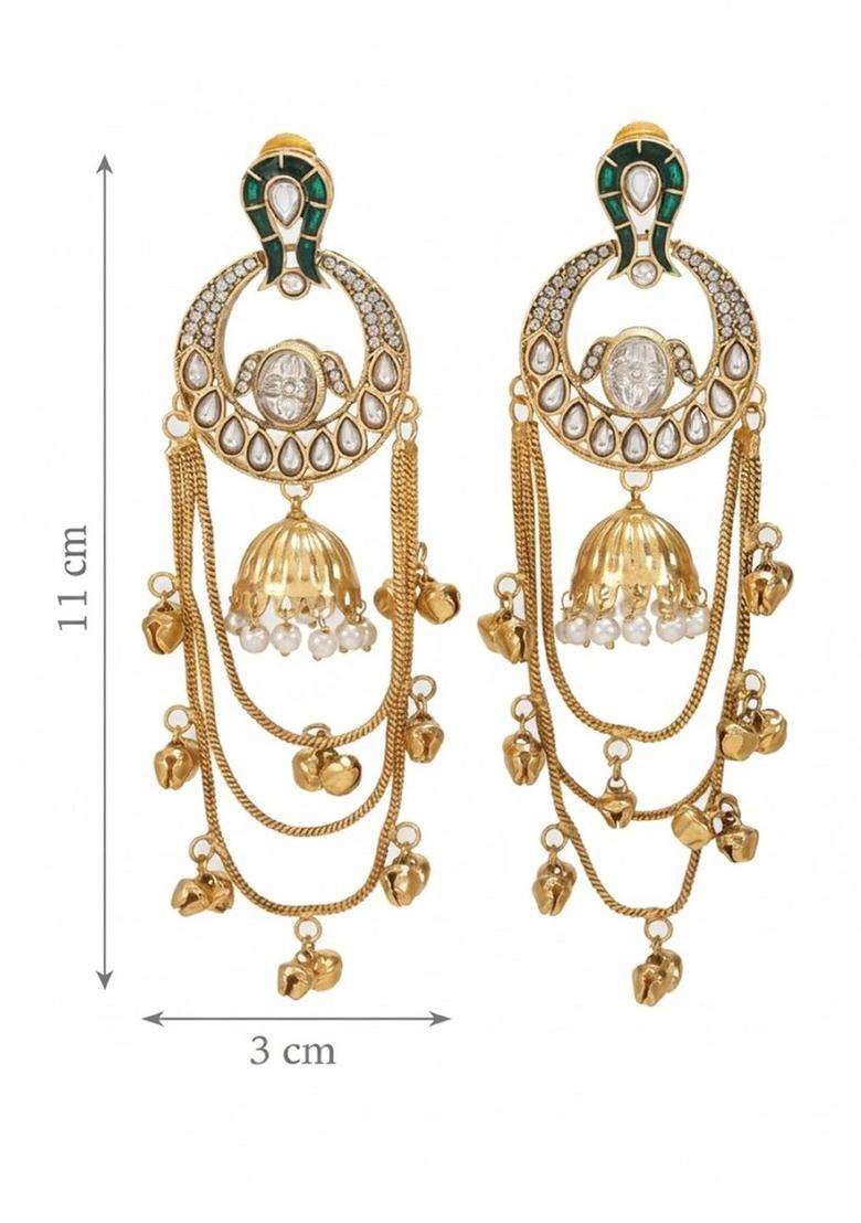 Gold-Plated Pearl Beaded Drop Earrings for Women | Traditional Ethnic Jewellery for Wedding & Festive Wear | Gift for Her - Indya