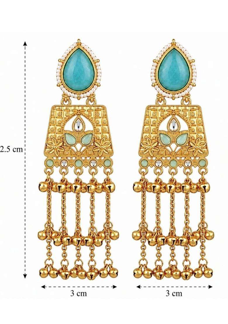 Gold-Plated Contemporary Drop Earrings for Women | Traditional Ethnic Jewellery for Wedding & Festive Wear | Gift for Her - Indya
