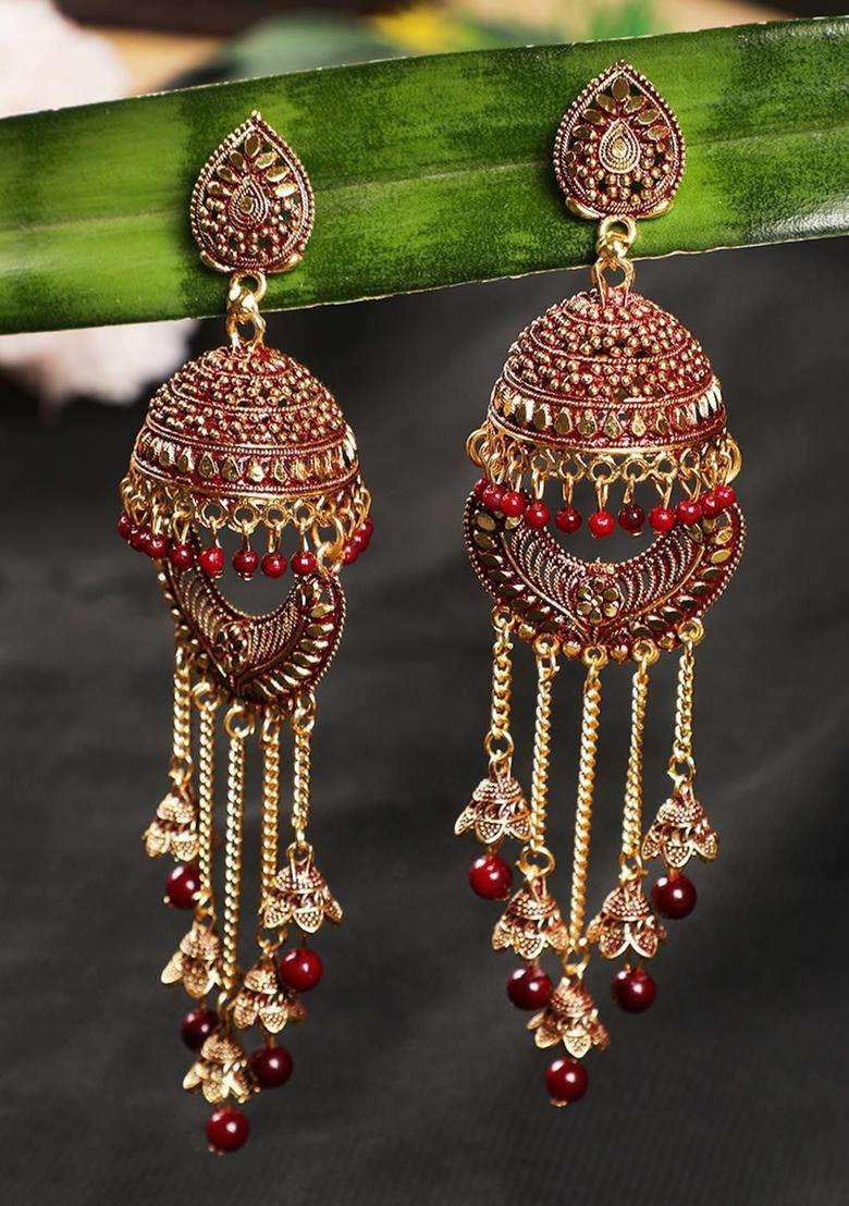 Gold-Plated Dome Shaped Jhumkas for Women | Traditional Ethnic Jewellery for Wedding & Festive Wear | Gift for Her - Indya