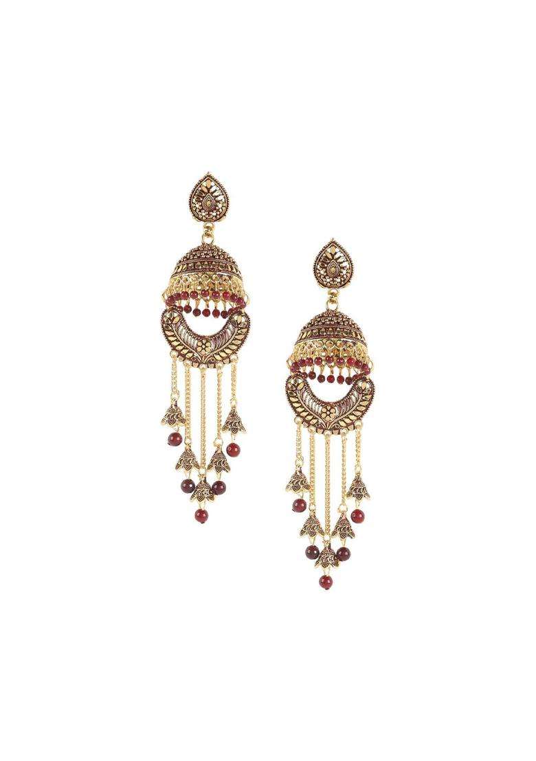 Gold-Plated Dome Shaped Jhumkas for Women | Traditional Ethnic Jewellery for Wedding & Festive Wear | Gift for Her - Indya