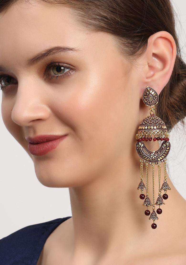 Gold-Plated Dome Shaped Jhumkas for Women | Traditional Ethnic Jewellery for Wedding & Festive Wear | Gift for Her - Indya