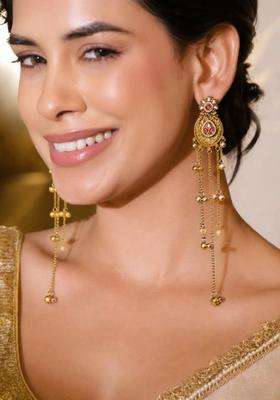 Gold-Plated Circular Drop Earrings for Women | Traditional Ethnic Jewellery for Wedding & Festive Wear | Gift for Her