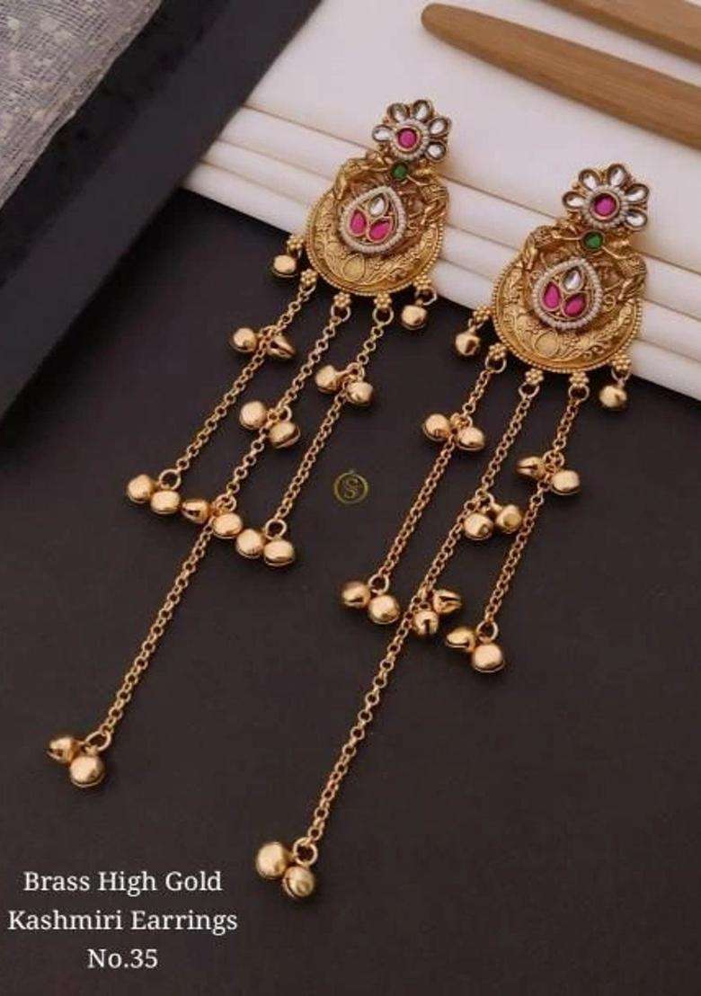Gold-Plated Circular Drop Earrings for Women | Traditional Ethnic Jewellery for Wedding & Festive Wear | Gift for Her - Indya
