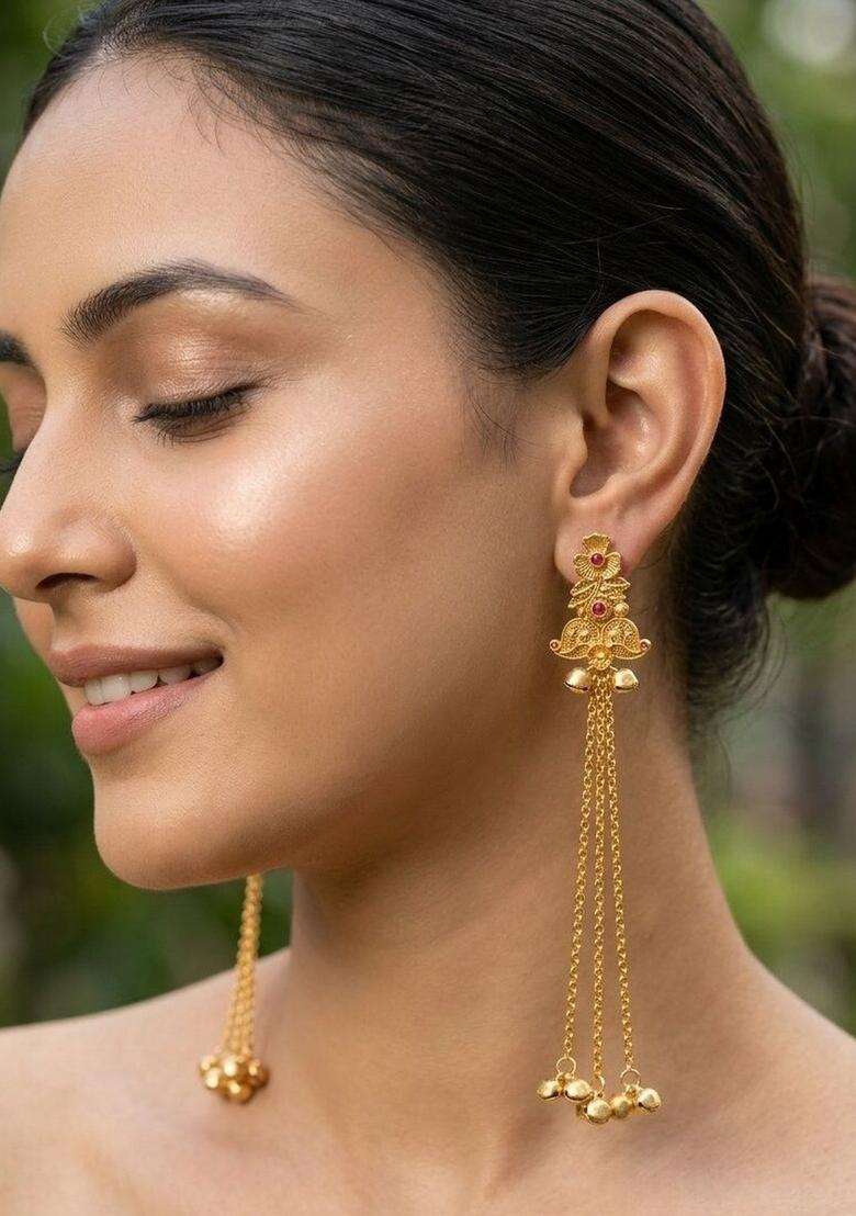 Gold-Plated Classic Earrings for Women | Traditional Ethnic Jewellery for Wedding & Festive Wear | Gift for Her - Indya