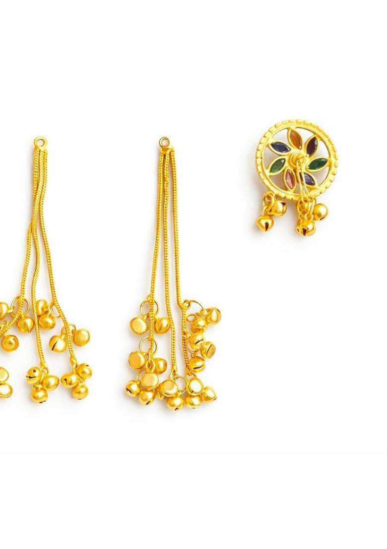 Brass-Plated Circular Drop Earrings with American Diamond for Women | Traditional Ethnic Jewellery for Wedding & Festive Wear | Gift for Her - Indya