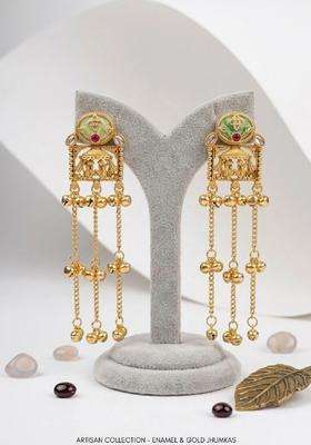 Gold-Plated Geometric Drop Earrings for Women | Traditional Ethnic Jewellery for Wedding & Festive Wear | Gift for Her