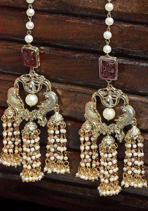 Red Gold-Plated Contemporary Drop Kundan Earrings for Women | Traditional Ethnic Jewellery for Wedding & Festive Wear | Gift for Her