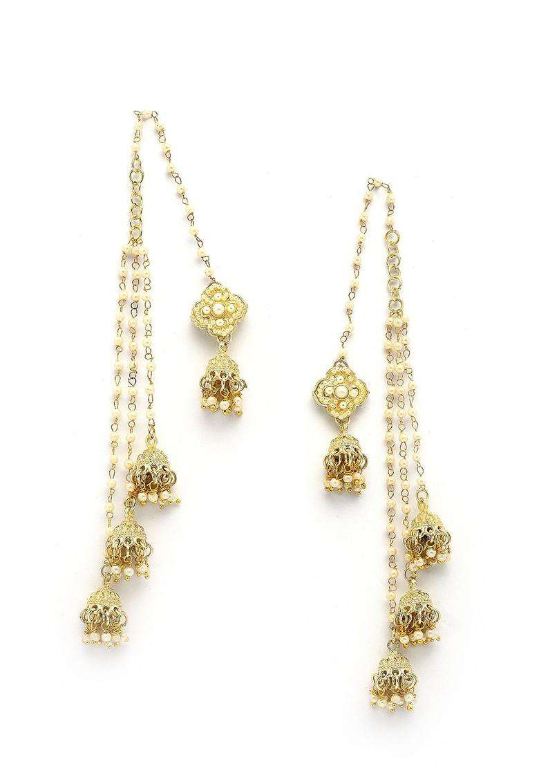 Gold-Plated Kundan Studded Contemporary Jhumkas Jhumki Traditional Earrings for Women | Traditional Ethnic Jewellery for Wedding & Festive Wear | Gift for Her - Indya