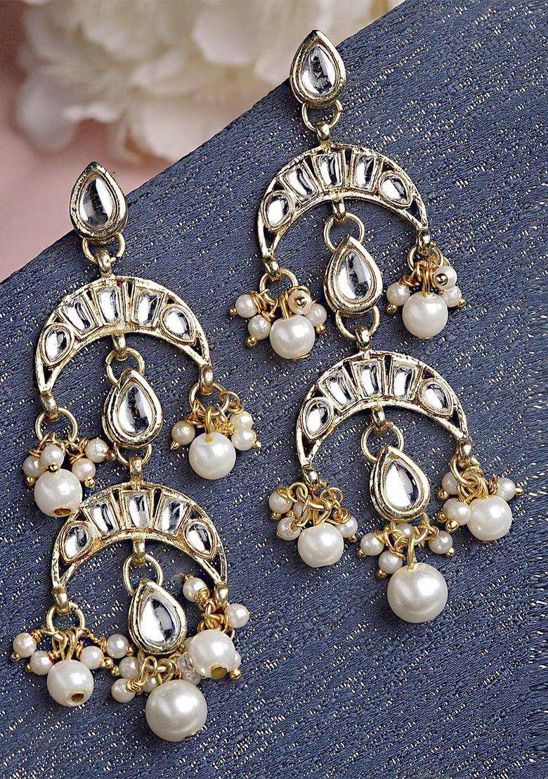 Pearl Kundan Gold-Plated Shoulder Duster for Women | Traditional Ethnic Jewellery for Wedding & Festive Wear | Gift for Her - Indya
