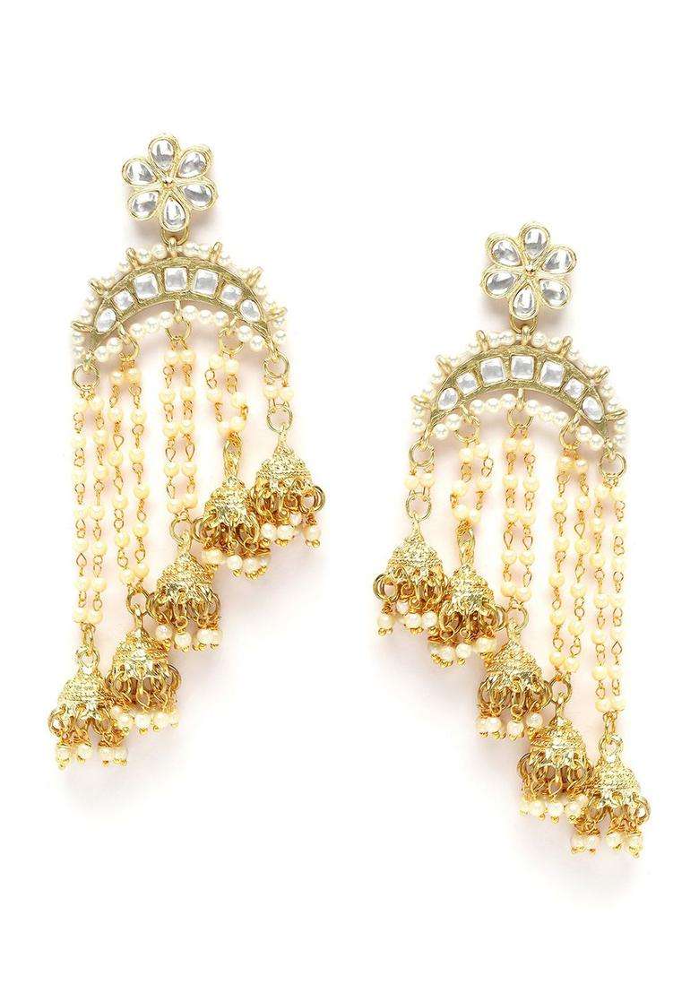 Gold-Plated Contemporary Jhumkas Kundan Jhumki Earrings for Women | Traditional Ethnic Jewellery for Wedding & Festive Wear | Gift for Her - Indya