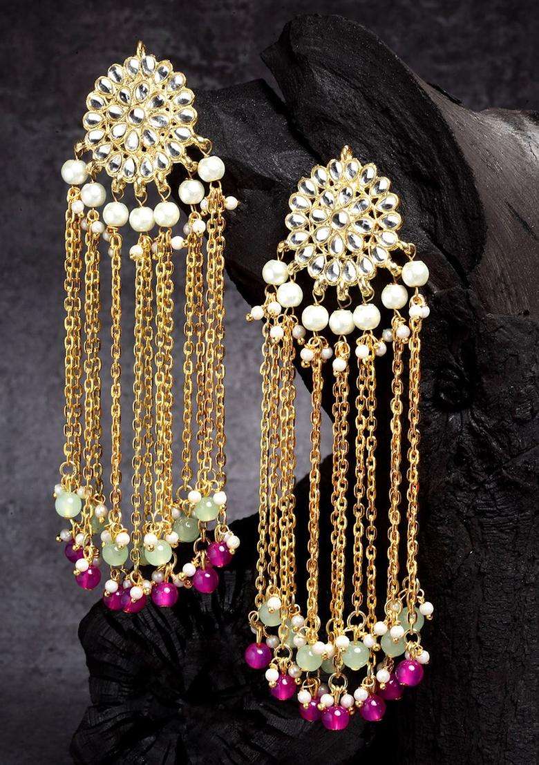 Gold-Plated Pink Contemporary Drop Earrings for Women | Stylish Party & Everyday Wear | Gift for Her - Indya