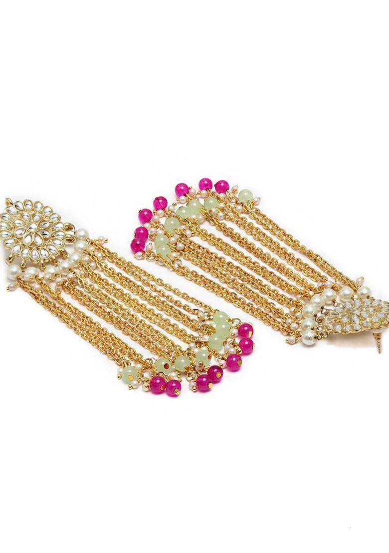 Gold-Plated Pink Contemporary Drop Earrings for Women | Stylish Party & Everyday Wear | Gift for Her - Indya