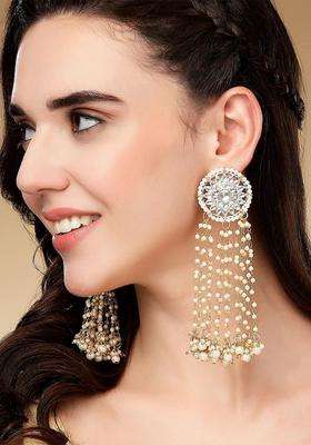 Pearl Kundan Gold-Plated Drop Earrings for Women | Traditional Ethnic Jewellery for Wedding & Festive Wear | Gift for Her