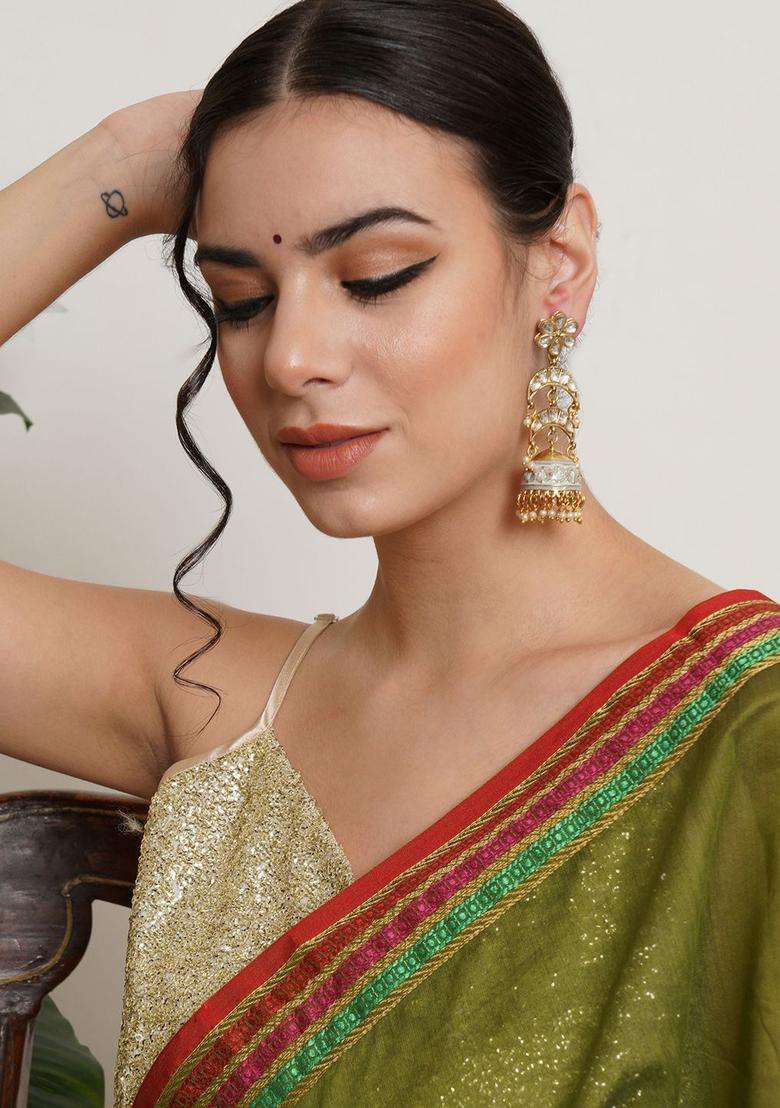 Kundan Floral Gold-Plated Shoulder Duster for Women | Traditional Ethnic Jewellery for Wedding & Festive Wear | Gift for Her - Indya