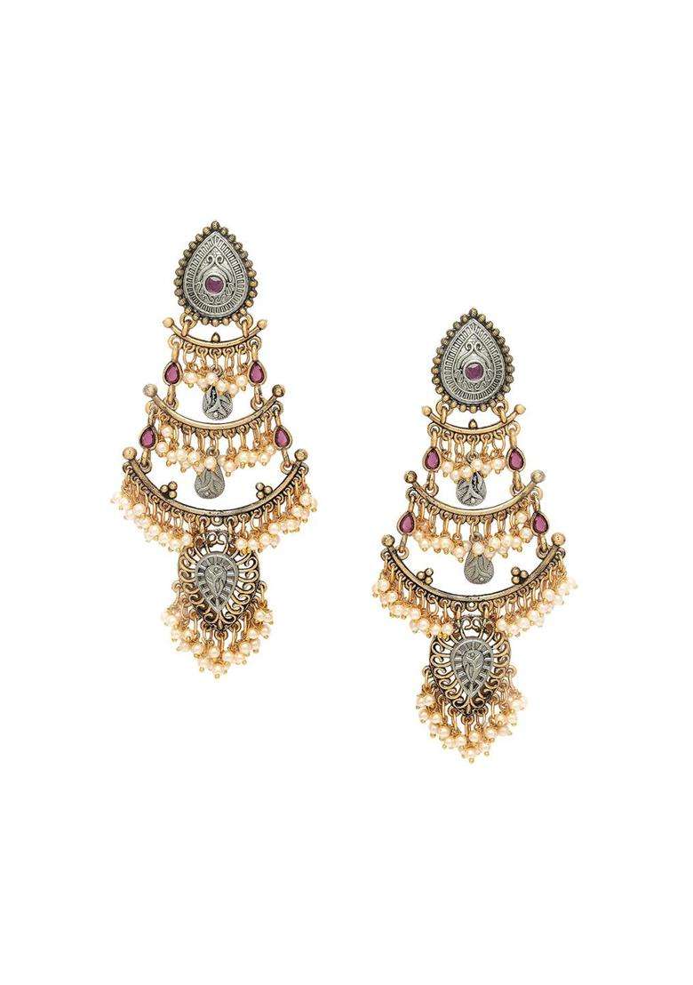 Gold-Plated Kundan Chandbalis Dangler Earrings for Women | Fusion Party & Festive Wear | Gift for Her - Indya