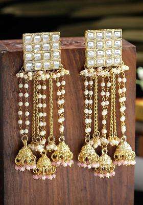 Gold-Plated Contemporary Jhumkas Kundan Jhumki Earrings for Women | Fusion Party & Festive Wear | Gift for Her