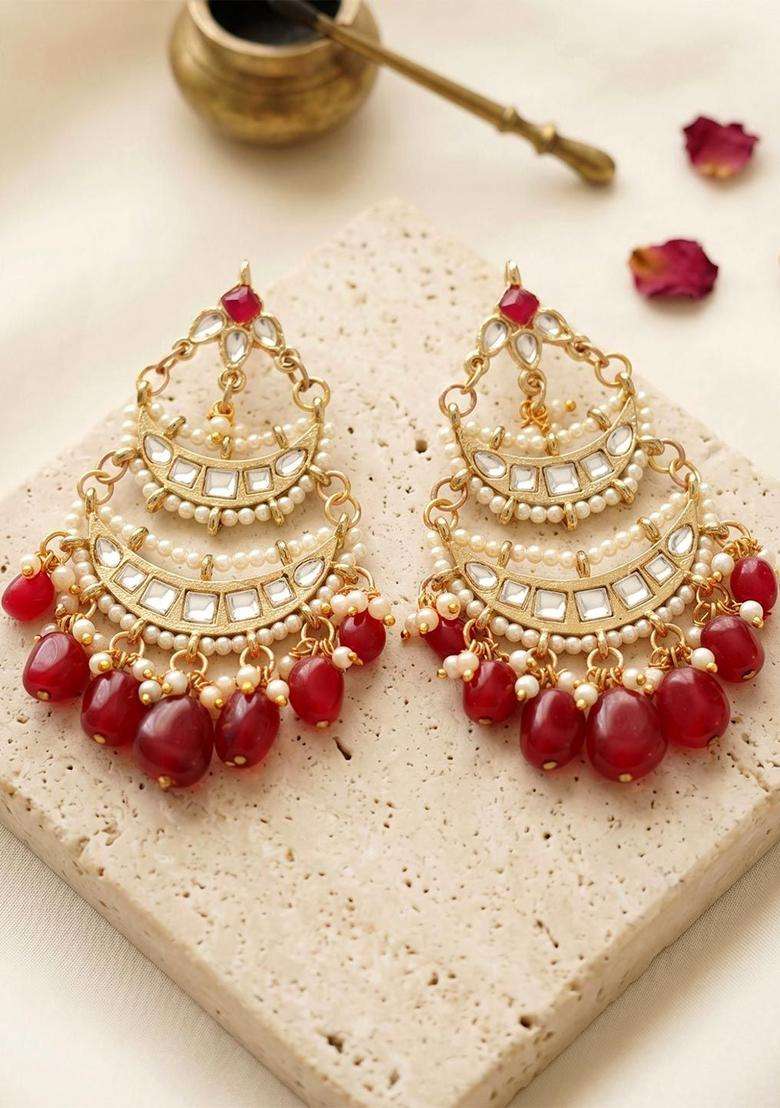 Kundan Tumble Gold-Plated Shoulder Duster for Women | Traditional Ethnic Jewellery for Wedding & Festive Wear | Gift for Her - Indya