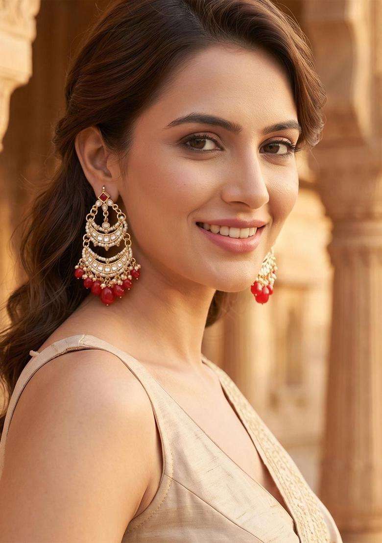 Kundan Tumble Gold-Plated Shoulder Duster for Women | Traditional Ethnic Jewellery for Wedding & Festive Wear | Gift for Her - Indya