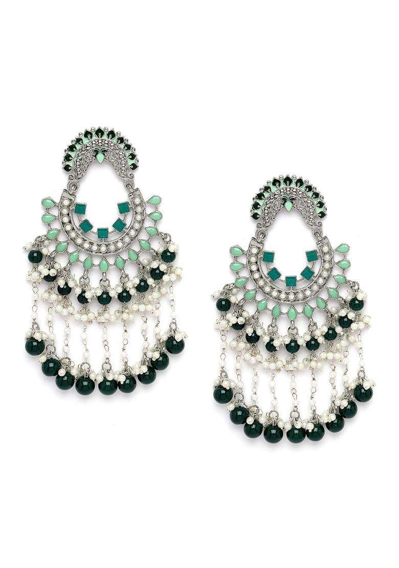 Silver-Plated Chandbalis with Kundan for Women | Traditional Ethnic Jewellery for Wedding & Festive Wear | Gift for Her - Indya