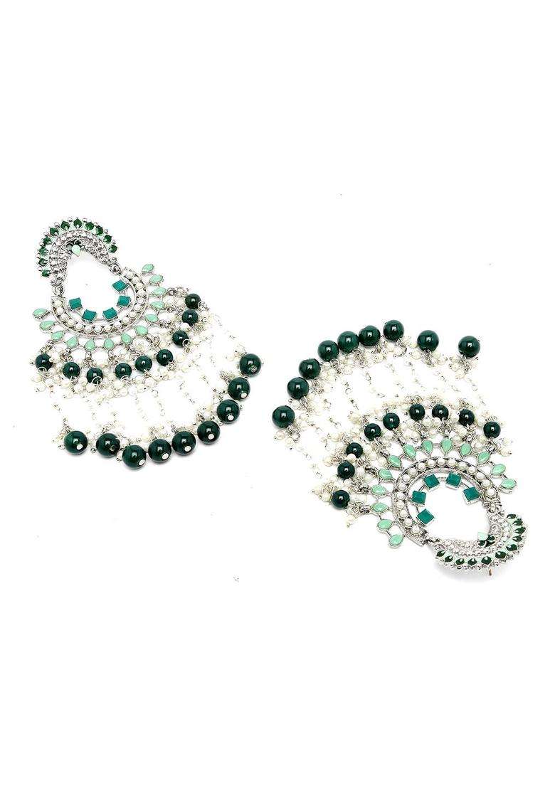Silver-Plated Chandbalis with Kundan for Women | Traditional Ethnic Jewellery for Wedding & Festive Wear | Gift for Her - Indya